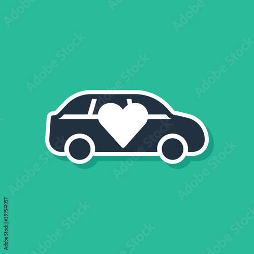 Blue Luxury limousine car icon isolated on green background. For world premiere celebrities and guests poster. Vector.