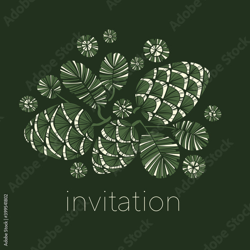 Green pine cone square invi...