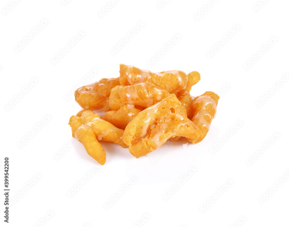 deep fried Chinese dough stick on white background deep fried Chinese dough stick on white background