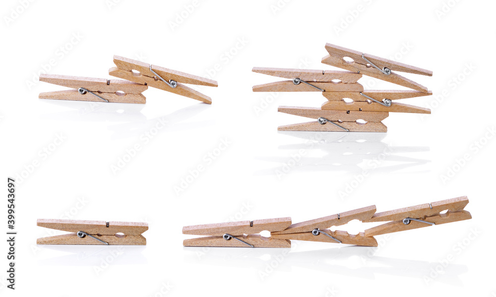 Wood clothespins isolated on white background Wood clothespins isolated on white background