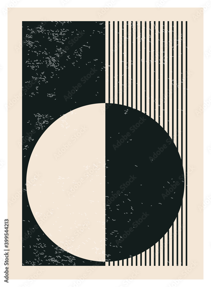 Minimal 20s geometric design poster, vector template with primitive shapes - obrazy, fototapety, plakaty 