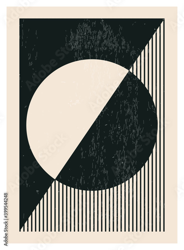 Minimal 20s geometric design poster, vector template with primitive shapes