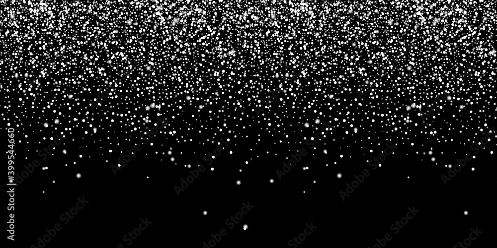 Seamless realistic falling Snow Isolated on black background vector ...