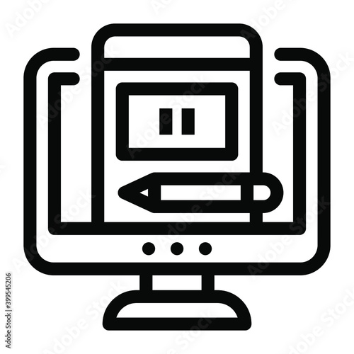 
Page inside monitor with pencil showing blogging icon
