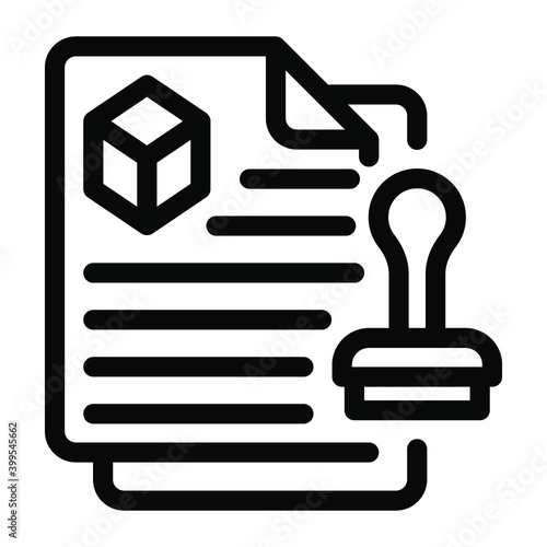 
Modern style of licensing icon, folded papers with rubber stamp 
