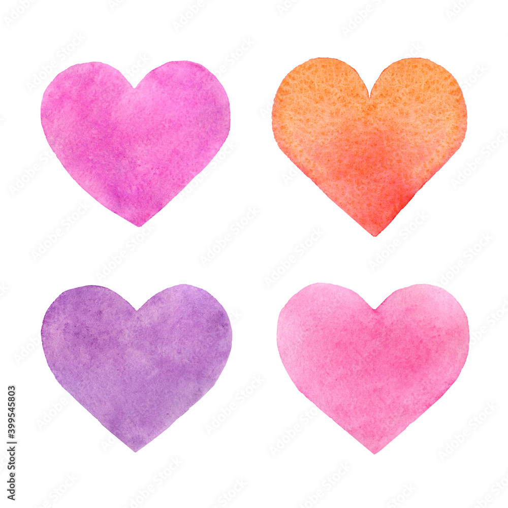 Heart hand painted watercolor clipart. Love and romance.