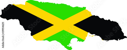 Flag of Jamaica cropped inside it's map