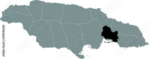 Black location map of Jamaican Saint Andrew parish inside gray map of Jamaica