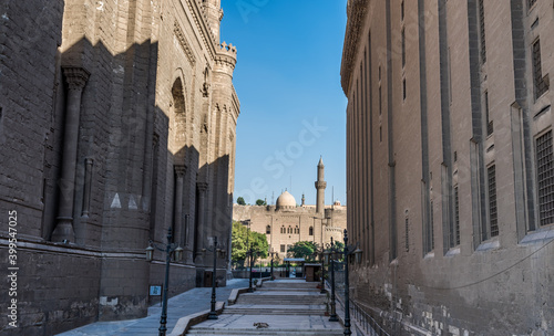 Mosque of Madrassa of Sultan Hassan and the Mosque of Al Rifai and Masjed Almahmodyah in downtown of Cairo photo