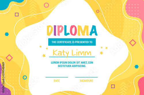 Diploma certificate template, vector illustration.