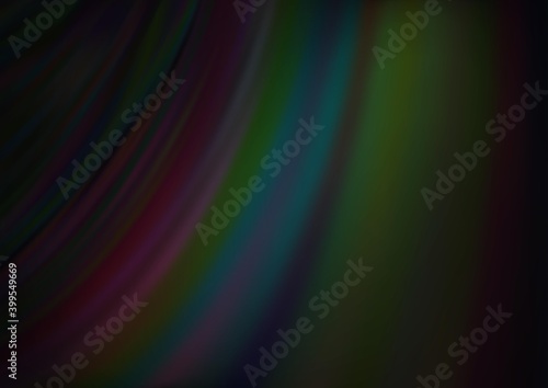 Dark Black vector background with curved circles.