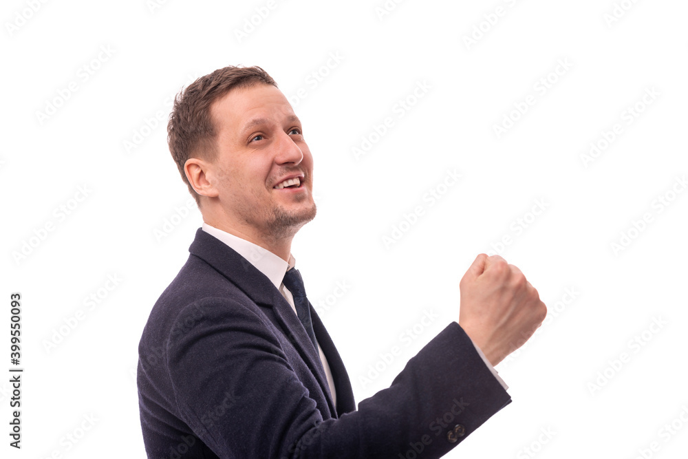 Young energizing man with hand gesture calls for action, isolated Young energizing man with hand gesture calls for action, isolated