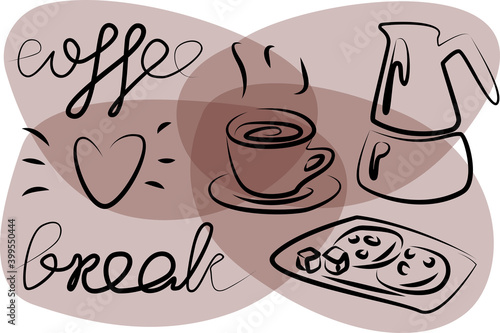 coffee break words outline sketch