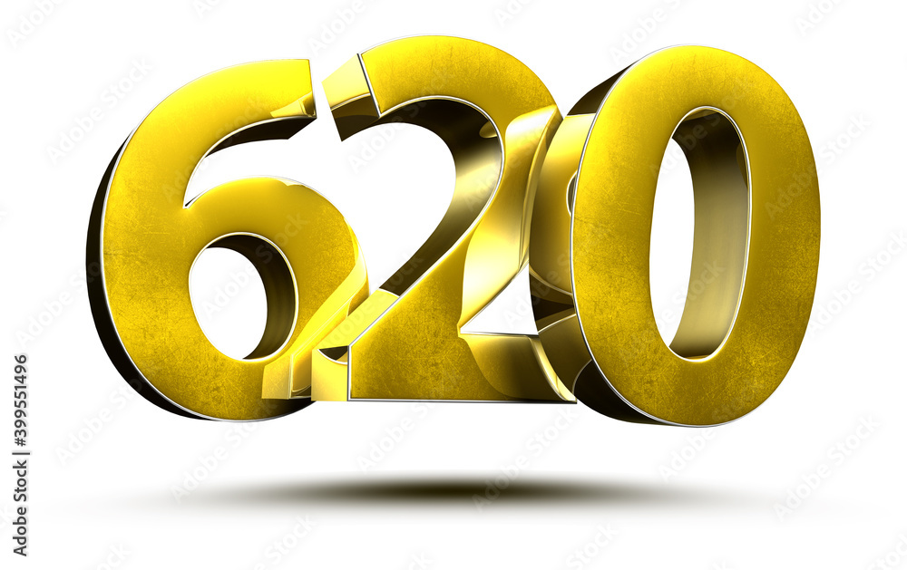 620 numbers 3D illustration on white background with clipping path. 620 numbers 3D illustration on white background with clipping path.