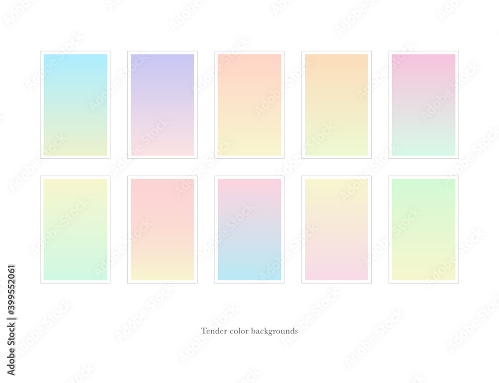 Pastel, tender, watercolor gradient backgrounds. Light colors abstract gradients. Ui, ux, app, website, banner, cover, greeting card concept design. Modern color. New yellow, blue, pink, green set.