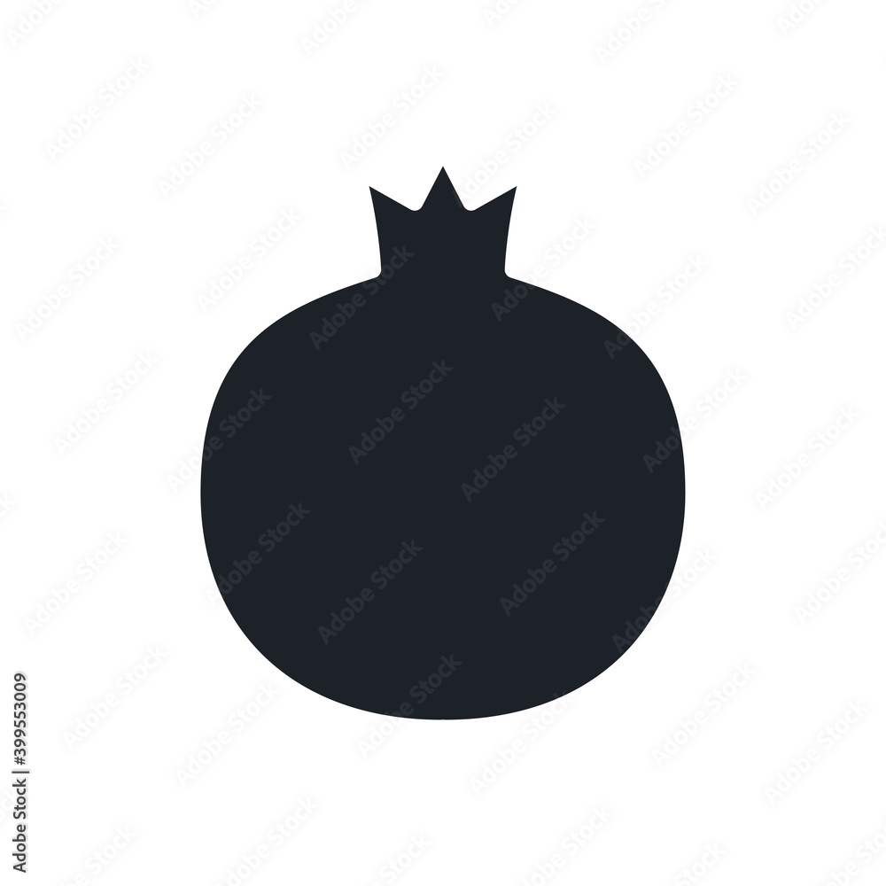 Pomegranate icon. Black isolated silhouette. Fill solid icon. Modern minimalistic design. Vector illustration. Fruits Pomegranate icon. Black isolated silhouette. Fill solid icon. Modern minimalistic design. Vector illustration. Fruits