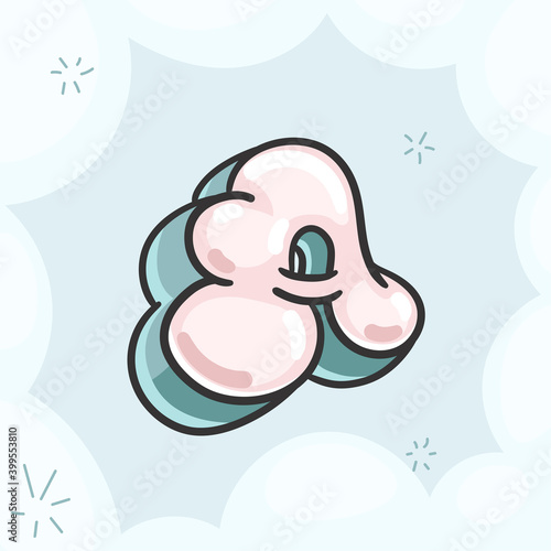 Cartoon pink bubble letter A. Vector kids illustration font