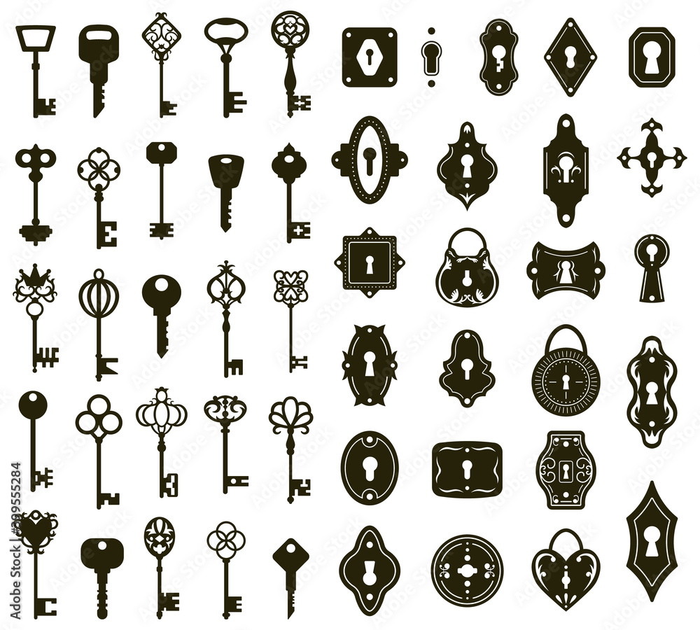 Free Vector  Vintage key collection