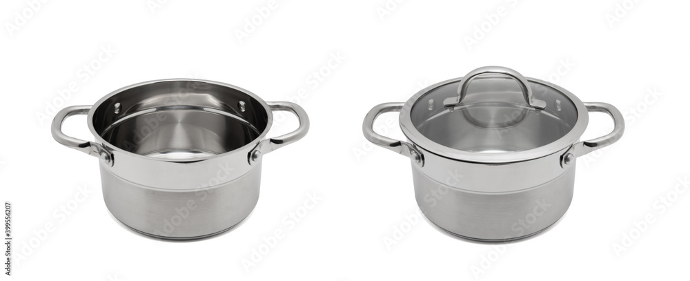 stainless pan isolated on white background