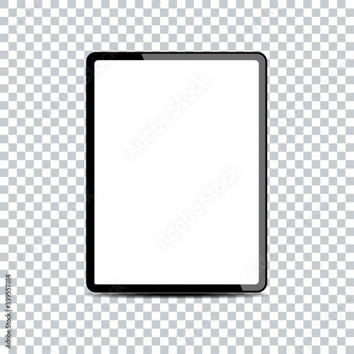 Realistic tablet PC computer with transparent screen. Vector Illustration.