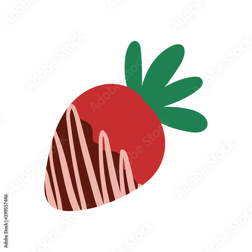 Strawberries dipped in chocolate. Romantic Valentines Day hand drawn vector illustration.