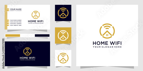 Smart house logo. home wifi logo design and business card