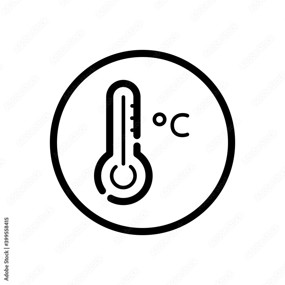 Celsius thermometer. Weather icon in a circle. Isolated vector illustration Celsius thermometer. Weather icon in a circle. Isolated vector illustration