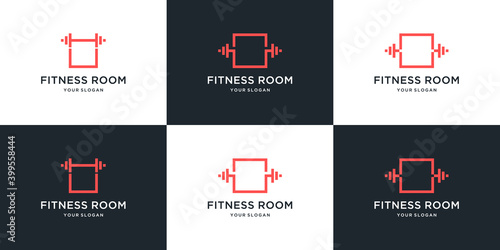 Fitness room logo and icon set