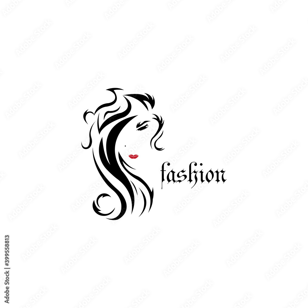 fashion logo illustration woman face design vector