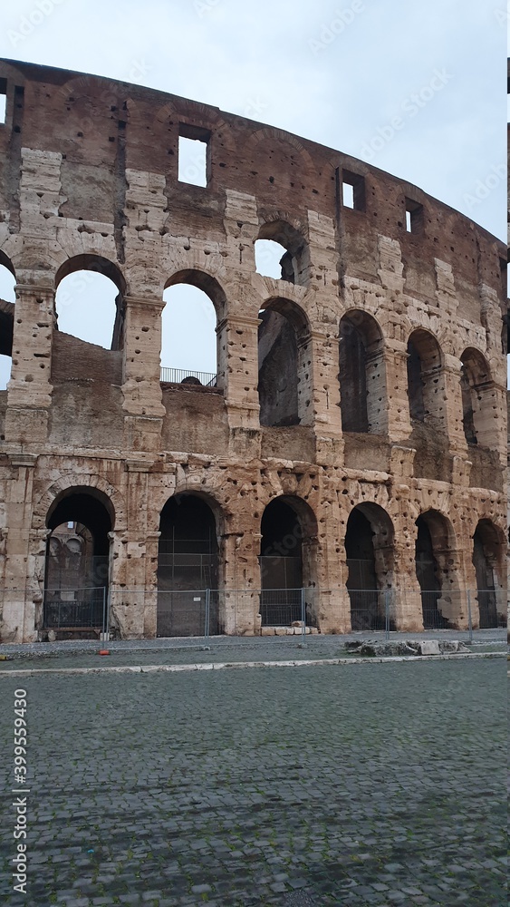 Colosseum in Rome without people in the morning, italy