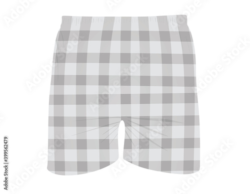 Man square pattern shorts. vector illustration