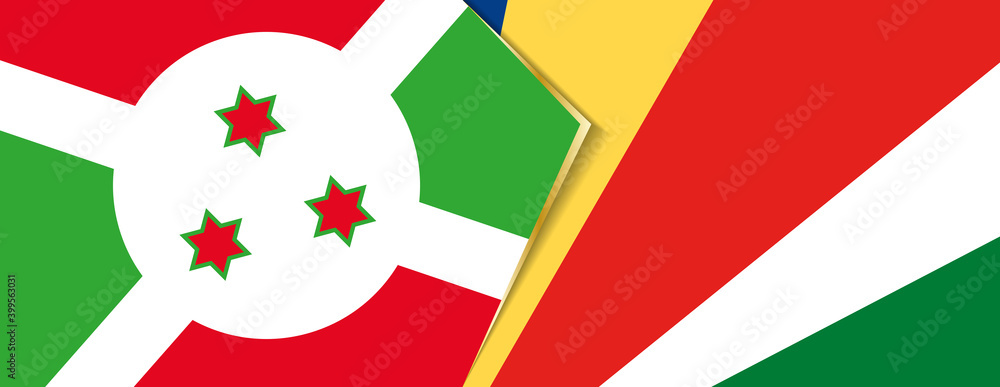 Burundi and Seychelles flags, two vector flags. Burundi and Seychelles flags, two vector flags.