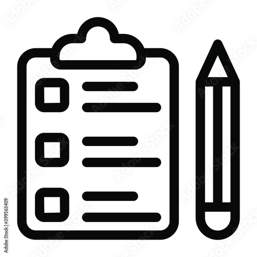 
Clipboard paper with pencil, glyph style of checklist icon
