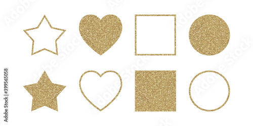Set of simple geometric glitter shapes. Trendy elements for your design. Vector illustration.