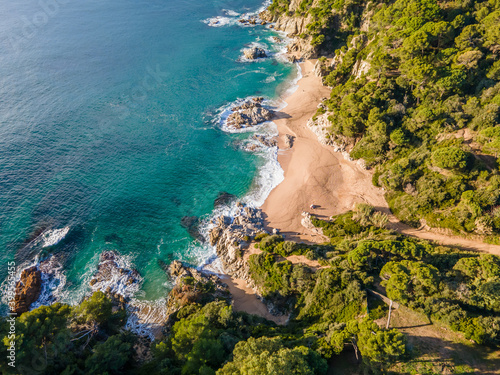 aerial photograph of cove boadella in lloret de mar spain europe drone canyelles photo