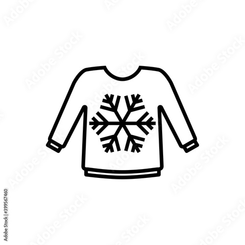 Icono suéter de invierno de lana decorado con copo de nieve con lineas en color negro