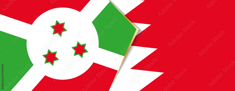 Burundi and Bahrain flags, two vector flags. Burundi and Bahrain flags, two vector flags.