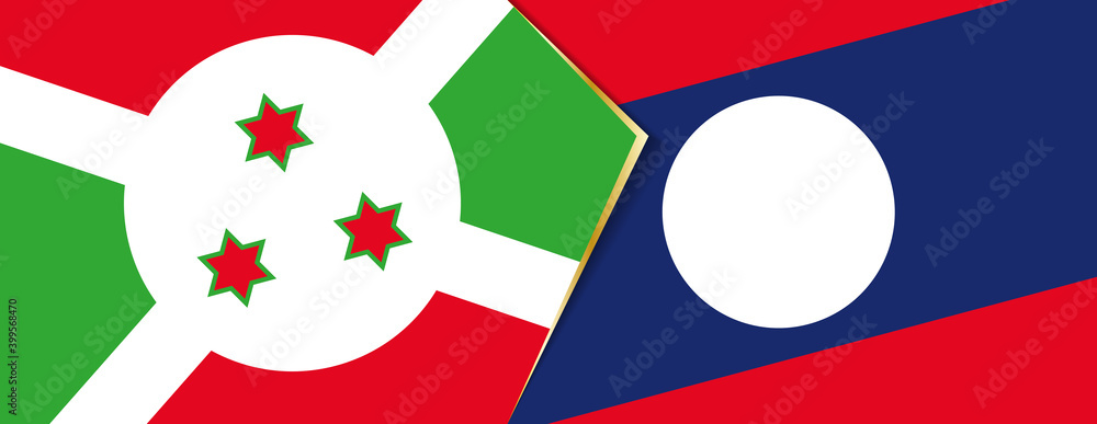 Burundi and Laos flags, two vector flags. Burundi and Laos flags, two vector flags.