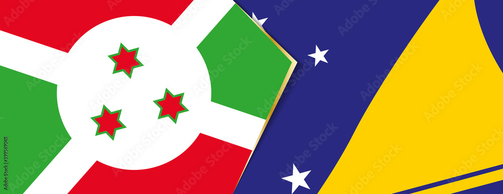 Burundi and Tokelau flags, two vector flags. Burundi and Tokelau flags, two vector flags.