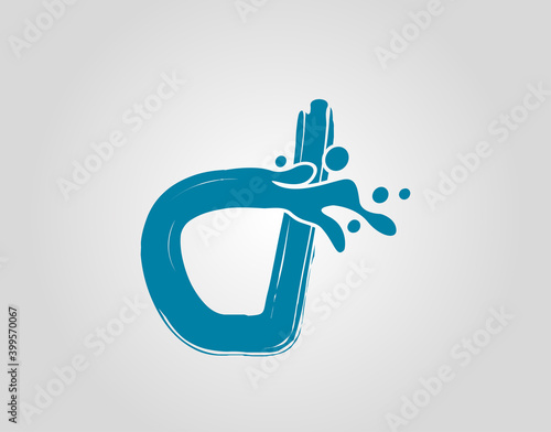 Water Splash Initial D Letter Logo Icon, Blue water alphabet icon.
