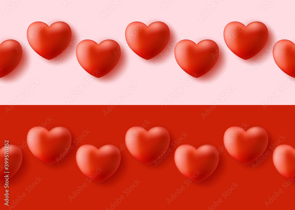 Seamless pattern with realistic 3d heart. Happy Valentine Day realistic 3d heart seamless pattern. Red love background, romance repeating texture. horizontal Wallpaper. Seamless pattern with realistic 3d heart. Happy Valentine Day realistic 3d heart seamless pattern. Red love background, romance repeating texture. horizontal Wallpaper.