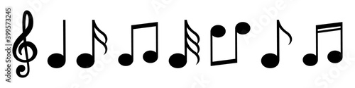 Music notes vector icons, isolated. Vector illustration