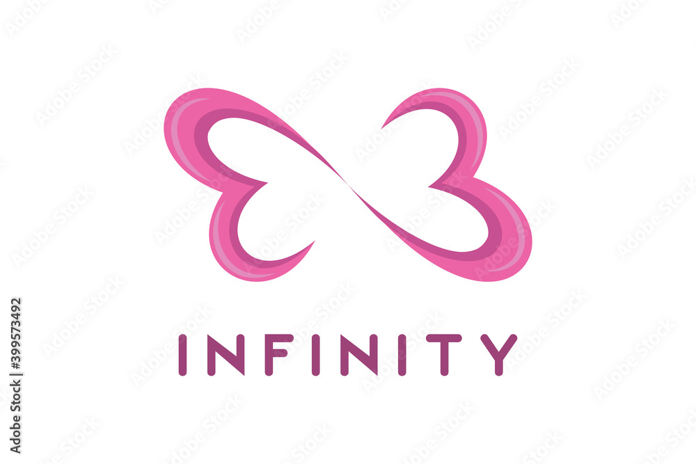 Lovely pink color butterfly wings logo