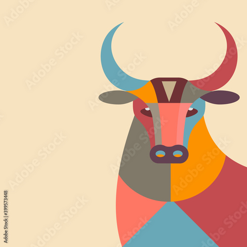 Happy Chinese New Year. white metal bull symbol of 2021, Chinese New Year.