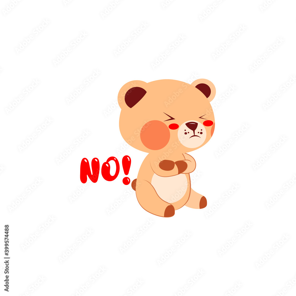Isolated angry bear cartoon. Kawaii style. Vector illustration Isolated angry bear cartoon. Kawaii style. Vector illustration