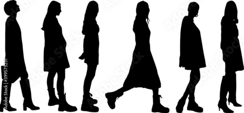 Vector silhouette of ladies, profile view perfect to include in your architecture projects, renders, sketches or plans.