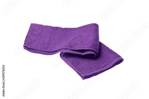 a fluffy colored towel isolated on white background