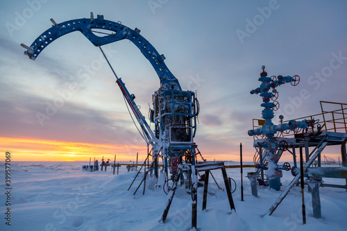 Overhaul of gas wells, coiled tubing installation, Gas-hole prevented spotter. Oil, gas industry. Gas well of high pressure, concentric tubing wells photo