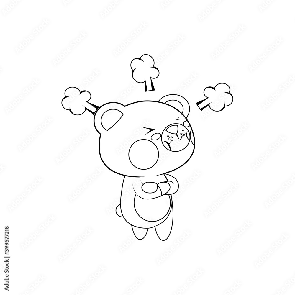 Isolated angry bear cartoon. Kawaii style. Vector illustration Isolated angry bear cartoon. Kawaii style. Vector illustration