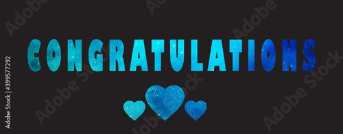 Congratulations. Text on a gray background with hearts.